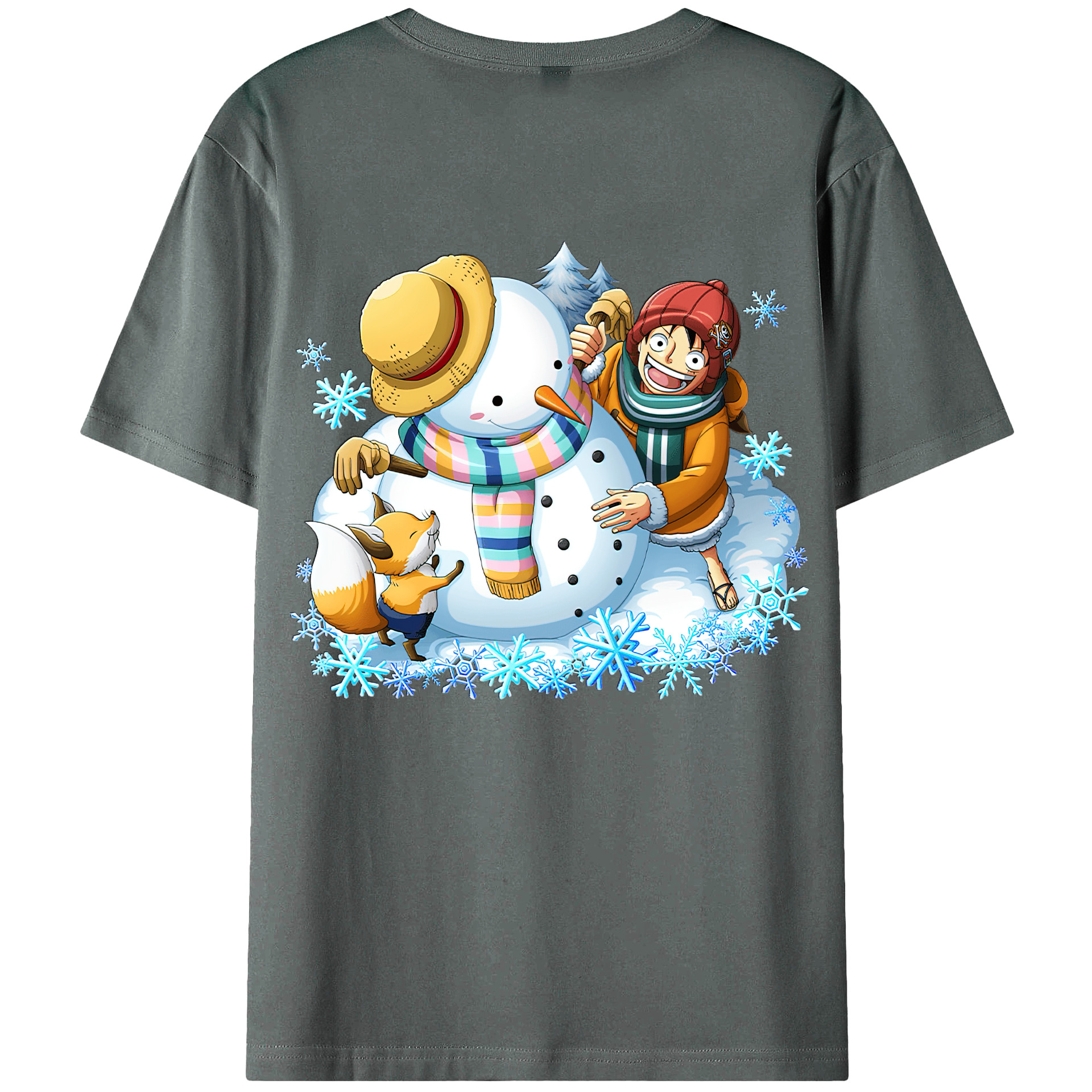 ワンピース モンキー・D・ルフィ ONE PIECE Monkey D. Luffy 綿100％ メンズ半袖Tシャツ（バックプリント） 通気性